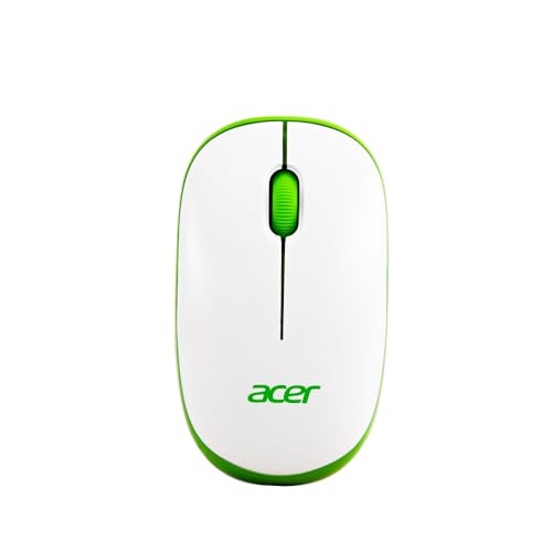 Acer Wireless Mouse (1600 DPI/2.4 GHz Wireless Frequency/Optical Sensor/USB Dongle) | Color: White/Green