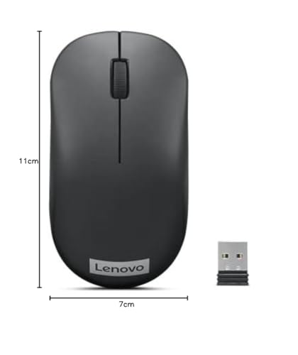 Lenovo 130 Wireless Compact Mouse, 1K DPI Optical sensor, 2.4GHz Wireless NanoUSB, 10m range, 3button(left,right,scroll) upto 3M left/right clicks, 10 month battery, Ambidextrous, Ergonomic GY51C12380