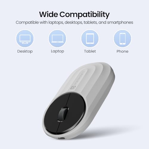 Portronics Toad 6 Bluetooth Wireless Mouse with 2.4 GHz USB Receiver, Multi-Device Pairing, Built in Battery, 1200 DPI Sensor(White)