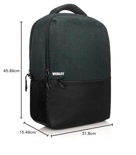 Wesley Milestone 2.0 Casual Waterproof Laptop Backpack/Office Bag/School Bag/College Bag/Travel Backpack (Dimensions:13x18 inches) (Compatible with 39.62cm(15.6inch Laptop) 30 L, Charcoal Black