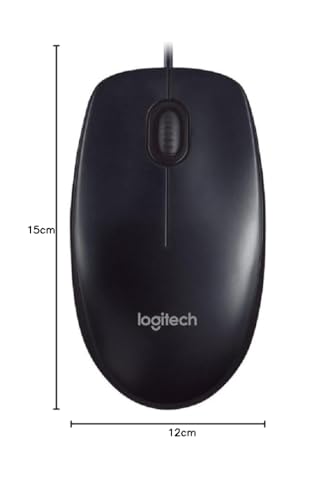 Logitech M90 Wired USB Mouse, 3 yr Warranty, 1000 DPI Optical Tracking, Ambidextrous PC/Mac/Laptop - Black