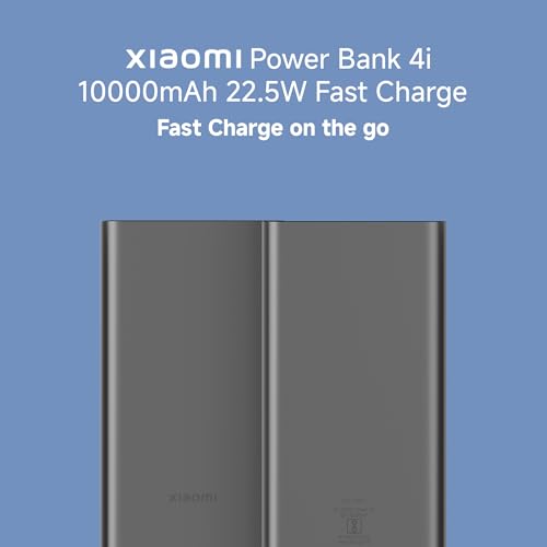 Xiaomi Power Bank 4i 10000mAh 22.5W Fast Charging PD | Power Delivery | QC 3.0|Type C Input & Output |Triple Output Ports|Classic Black|Supports Android and Apple, Tablets, Earbuds, Watches etc