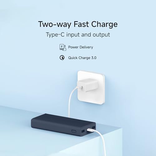 Xiaomi Power Bank 4i 20000mAh 33W Super Fast Charging PD | Power Delivery | QC 3.0|Type C Input & Output |Triple Output Ports|Blue|Supports Android,Apple, Tablets, Earbuds, Watches etc (MI)