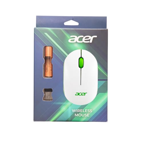 Acer Wireless Mouse (1600 DPI/2.4 GHz Wireless Frequency/Optical Sensor/USB Dongle) | Color: White/Green