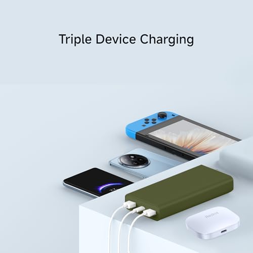 Xiaomi Power Bank 4i 20000mAh 33W Super Fast Charging PD | Power Delivery | QC 3.0|Type C Input & Output |Triple Output Ports|Olive Green|Supports Android,Apple, Tablets, Earbuds, Watches etc (MI)