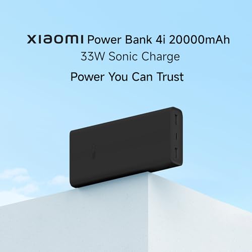 Xiaomi Power Bank 4i 20000mAh 33W Super Fast Charging PD | Power Delivery | QC 3.0|Type C Input & Output |Triple Output Ports|Classic Black|Supports Android,Apple, Tablets, Earbuds, Watches etc (MI)