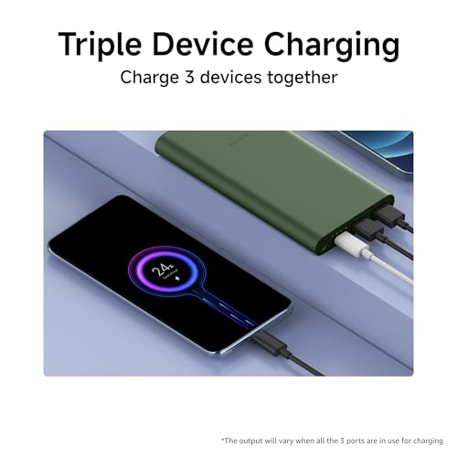 Xiaomi Power Bank 10000mAh 22.5W Fast Charging PD | Power Delivery | QC 3.0|Type C Input & Output |Triple Output Ports|Supports Android and Apple, Tablets, Earbuds, Watches etc