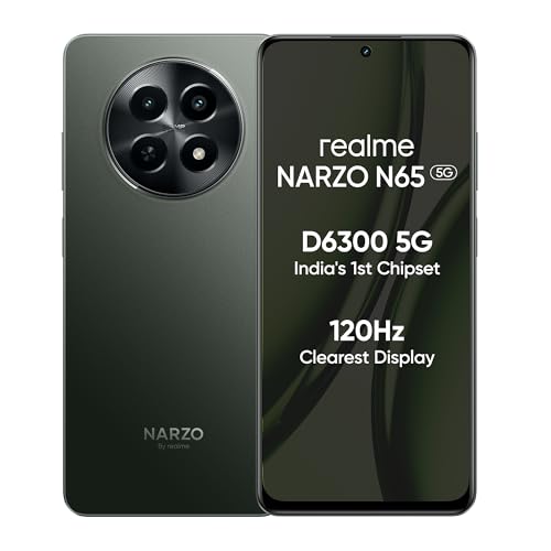 realme NARZO N65 5G (Deep Green 6GB RAM, 128GB Storage) India's 1st D6300 5G Chipset | Ultra Slim Design | 120Hz Eye Comfort Display | 50MP AI Camera| Charger in The Box