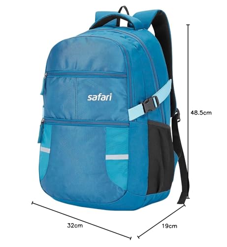 Safari Omega spacious/large laptop backpack with Raincover, college bag, travel bag for men and women, Teal, 30 Litre