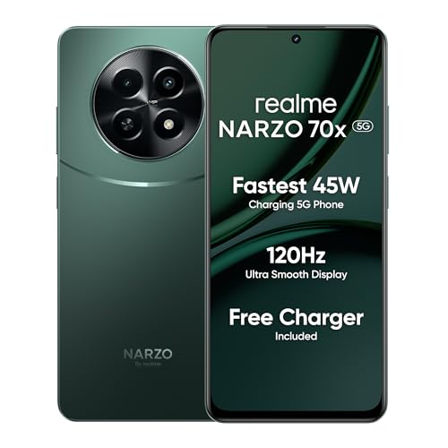 realme NARZO 70x 5G (Forest Green, 6GB RAM,128GB Storage| 120Hz Ultra Smooth Display | Dimensity 6100+ 6nm 5G | 50MP AI Camera | 45W Charger in The Box