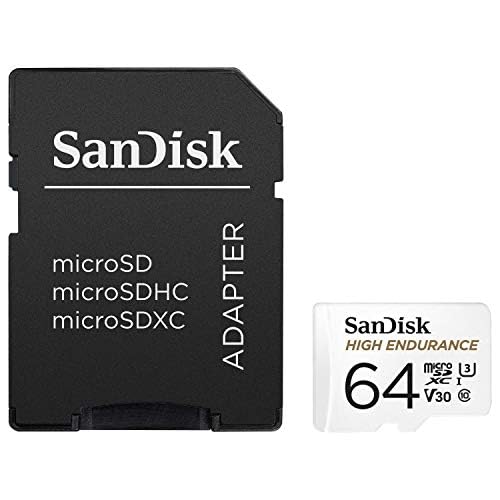 SanDisk 64GB High Endurance Video MicroSDXC Card with Adapter for Dash Cam and Home Monitoring Surveillance Systems - C10, U3, V30, 4K UHD, Micro SD Card - SDSQQNR-064G-GN6IA