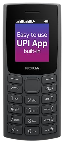 Nokia 106 Dual Sim, Keypad Phone with Built-in UPI Payments App, Long-Lasting Battery, Wireless FM Radio & MP3 Player, and MicroSD Card Slot | Charcoal