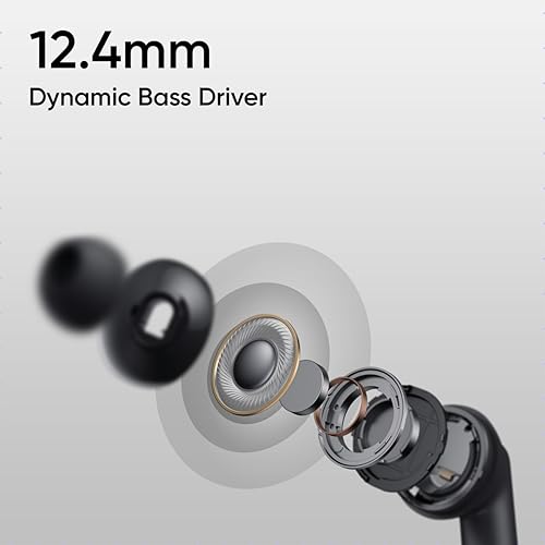 realme Buds T310 Truly Wireless in-Ear Earbuds with 46dB Hybrid ANC, 360° Spatial Audio, 12.4mm Dynamic Bass Driver, Upto 40Hrs Battery and Fast Charging (Vibrant Black)