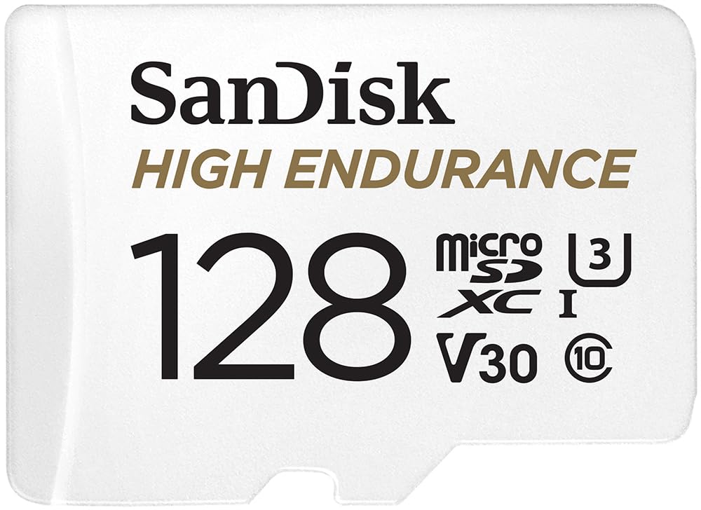 SanDisk 128GB High Endurance Video MicroSDXC Card with Adapter for Dash Cam and Home Monitoring Surveillance Systems - C10, U3, V30, 4K UHD, Micro SD Card - SDSQQNR-128G-GN6IA