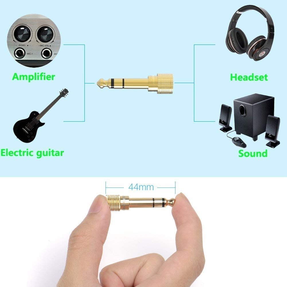 SeCro 3.5mm Female to 6.35mm Male Plug Stereo Audio Auxiliary Jack Converter for Charging Adapter (Golden)