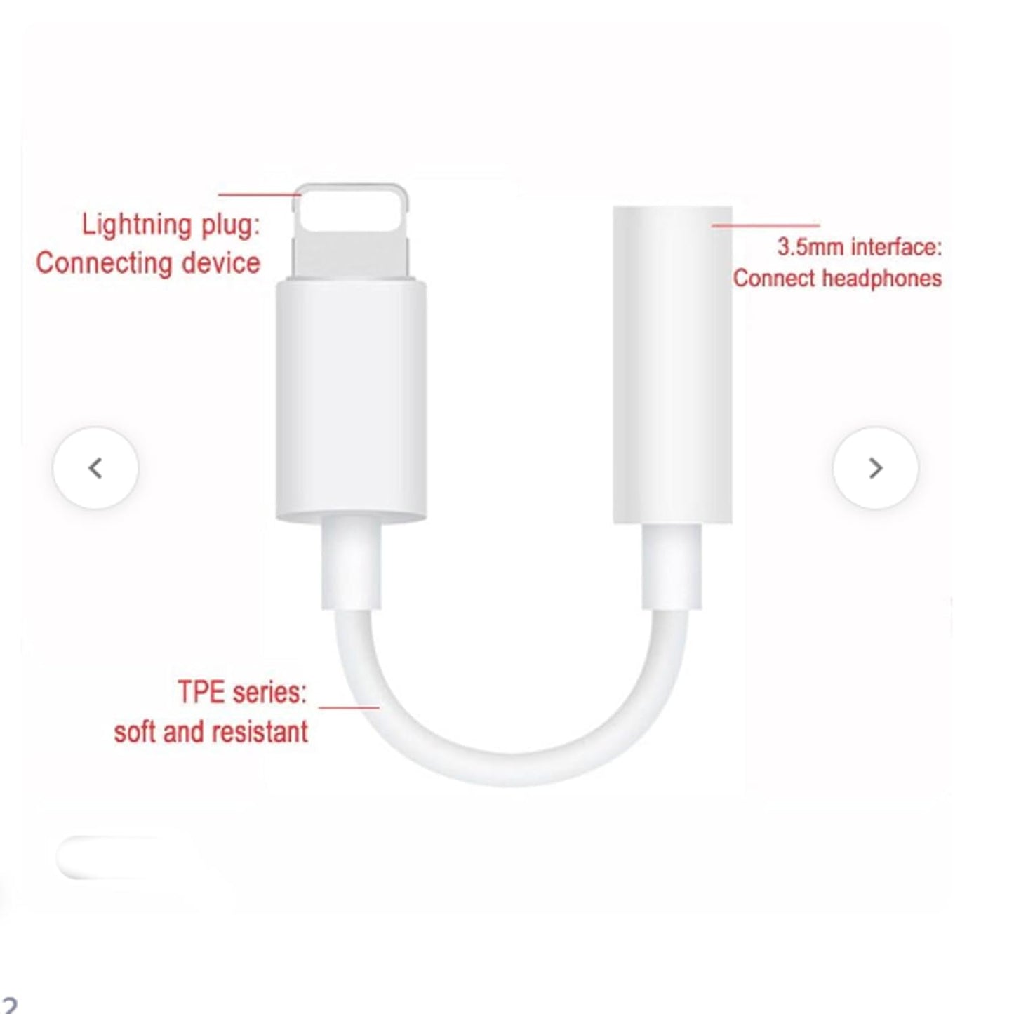 True Desire Lightning to 3.5 mm Headphone Jack Adapter, 1 Pack Earphone Audio Jack Aux, iPhone Dongle Cable Compatible with iPhone 13/12/11 Pro/XR/XS Max/X/8/7 All iOS & Music Control