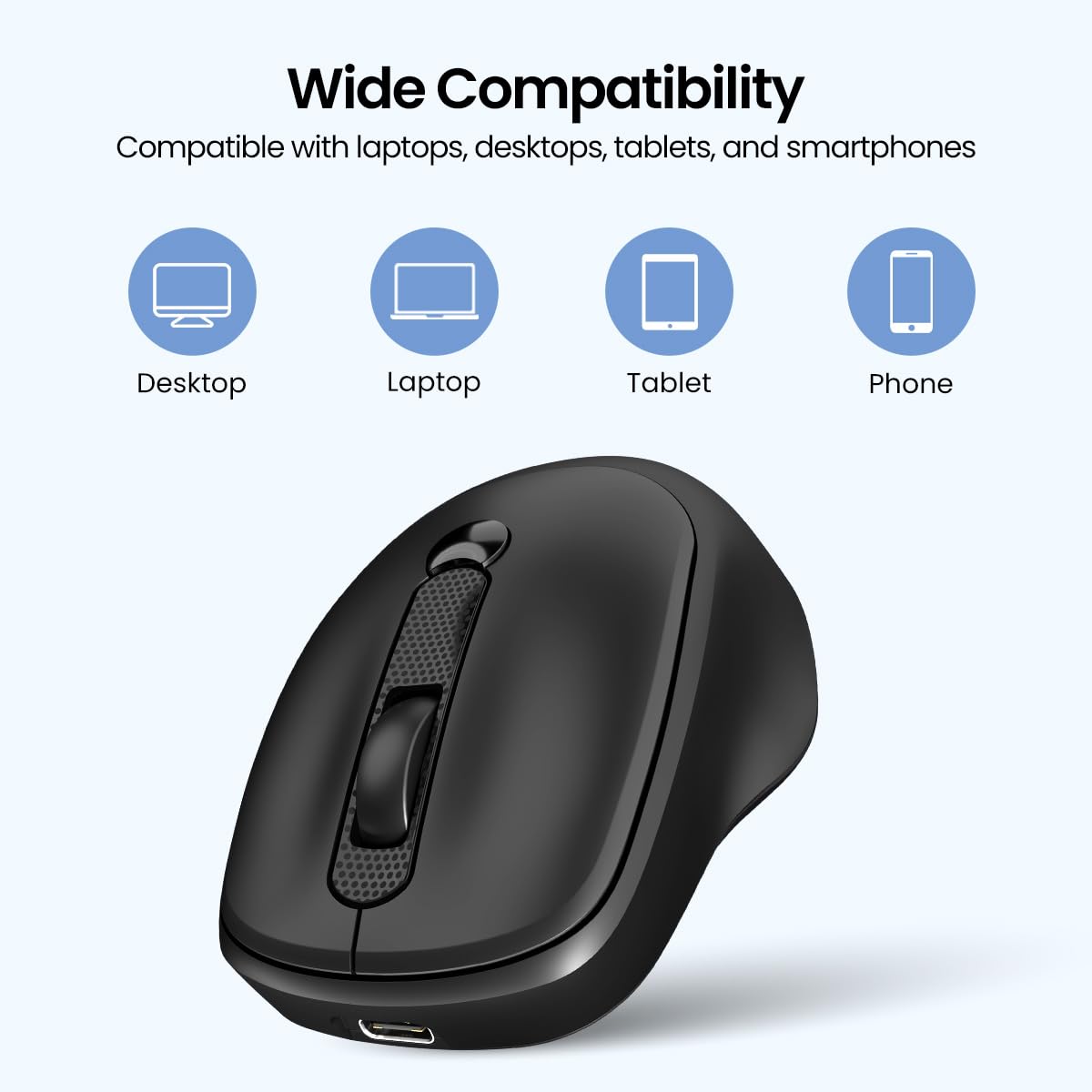 Portronics Toad 7 Wireless Mouse, Bluetooth 5.3V & 2.4 GHz Wireless, Adjust Sensitivity Upto 3200 DPI, Rechargeable Built in Battery(Black)