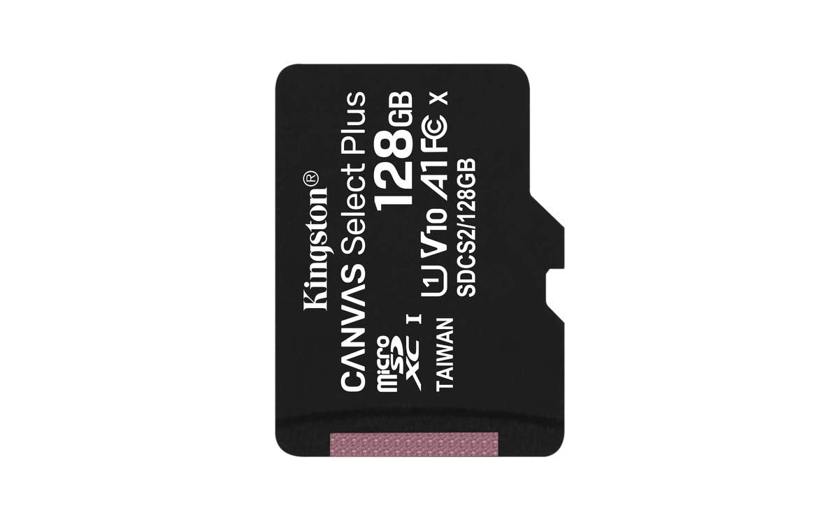 Kingston Canvas Select Plus 128GB microSD Card Class 10 UHS-I speeds up to 100MB/s with Adapter (SDCS2/128GBIN), Black