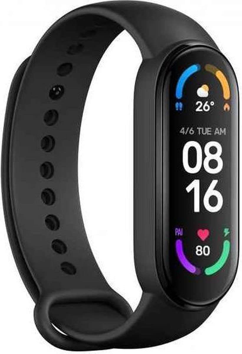 Xiaomi Mi Smart Band 6 - 1.56'' (3.96 cm) Large AMOLED Color Display, 2 Week Battery Life, 30 Fitness Mode, 5 ATM, SpO2, HR, Sleep Monitoring, Women's Health Tracking, Alarm, Music Control (Black)