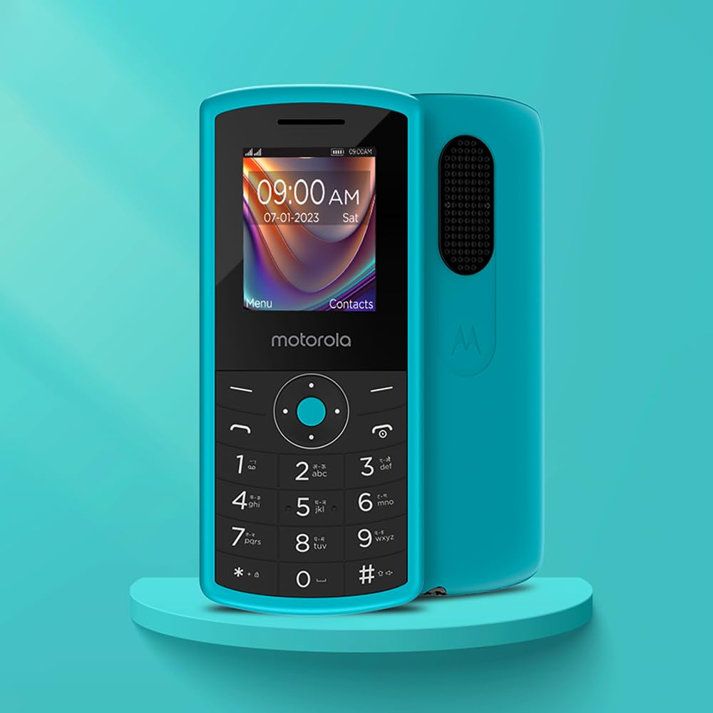 Motorola All-New A10 Dual Sim keypad Phone (with Voice Feature) | 2 Years Replacement | Wireless FM | Bluetooth Connectivity | Auto Call Recording (Teal Blue)