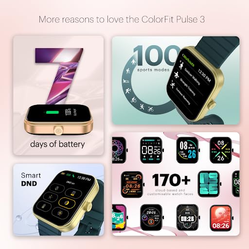 Noise ColorFit Pulse 3 with 1.96" Biggest Display Bluetooth Calling Smart Watch, Premium Build, Auto Sport Detection & 170+ Watch Faces Smartwatch for Men & Women (Rose Pink)