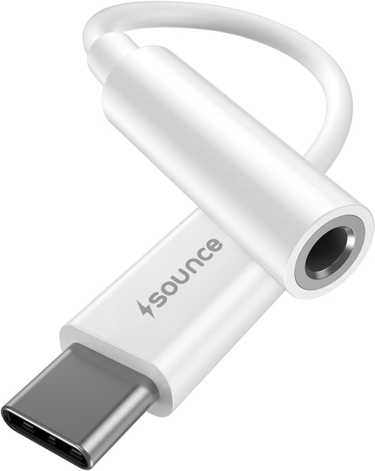 Sounce Type C to 3.5mm Headphone Jack Adapter for iPhone 15/15 Pro/Pro Max/Plus, Type C Aux Dongle Cable Cord Compatible with iPad, MacBook & iOS Devices