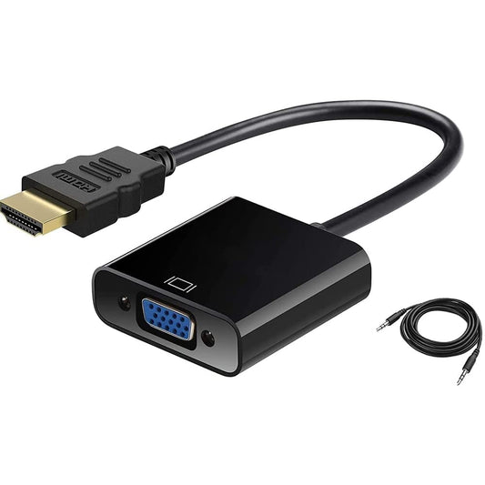 Sounce HDMI to VGA Gold Plated High-Speed 1080P Active HDTV HDMI to VGA Adapter Converter Male to Female with Audio and Micro USB Charging Cable, (Black)