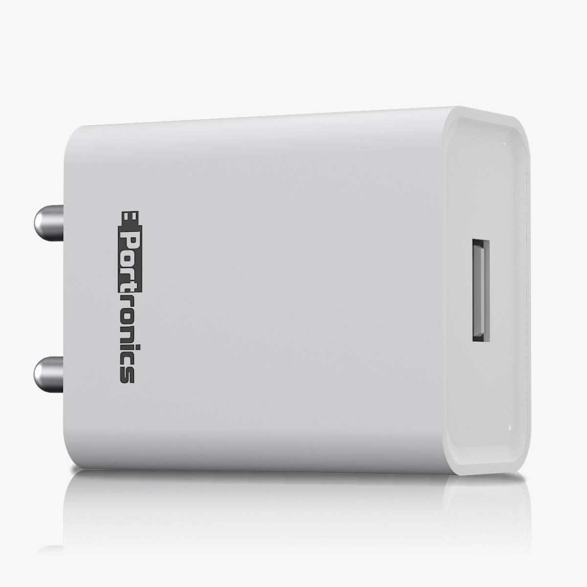 Portronics Adapto 62 POR-1062 USB Wall Adapter with 2.4A Fast Charging Single USB Port Without Cable for All iOS & Android Devices (White)