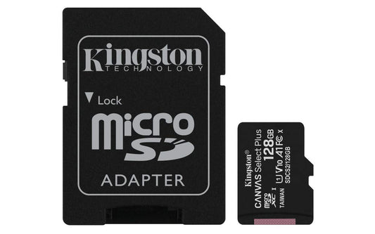 Kingston Canvas Select Plus 128GB microSD Card Class 10 UHS-I speeds up to 100MB/s with Adapter (SDCS2/128GBIN), Black