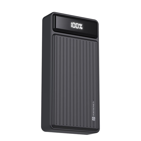 Portronics Luxcell B 20K Advanced 20000 mAh Power Bank with 22.5W Max Output, LED Battery Display, 22.5w Mach USB-A Output, 20w Type C PD Output, Type C Input, Wake Up Button(Black)