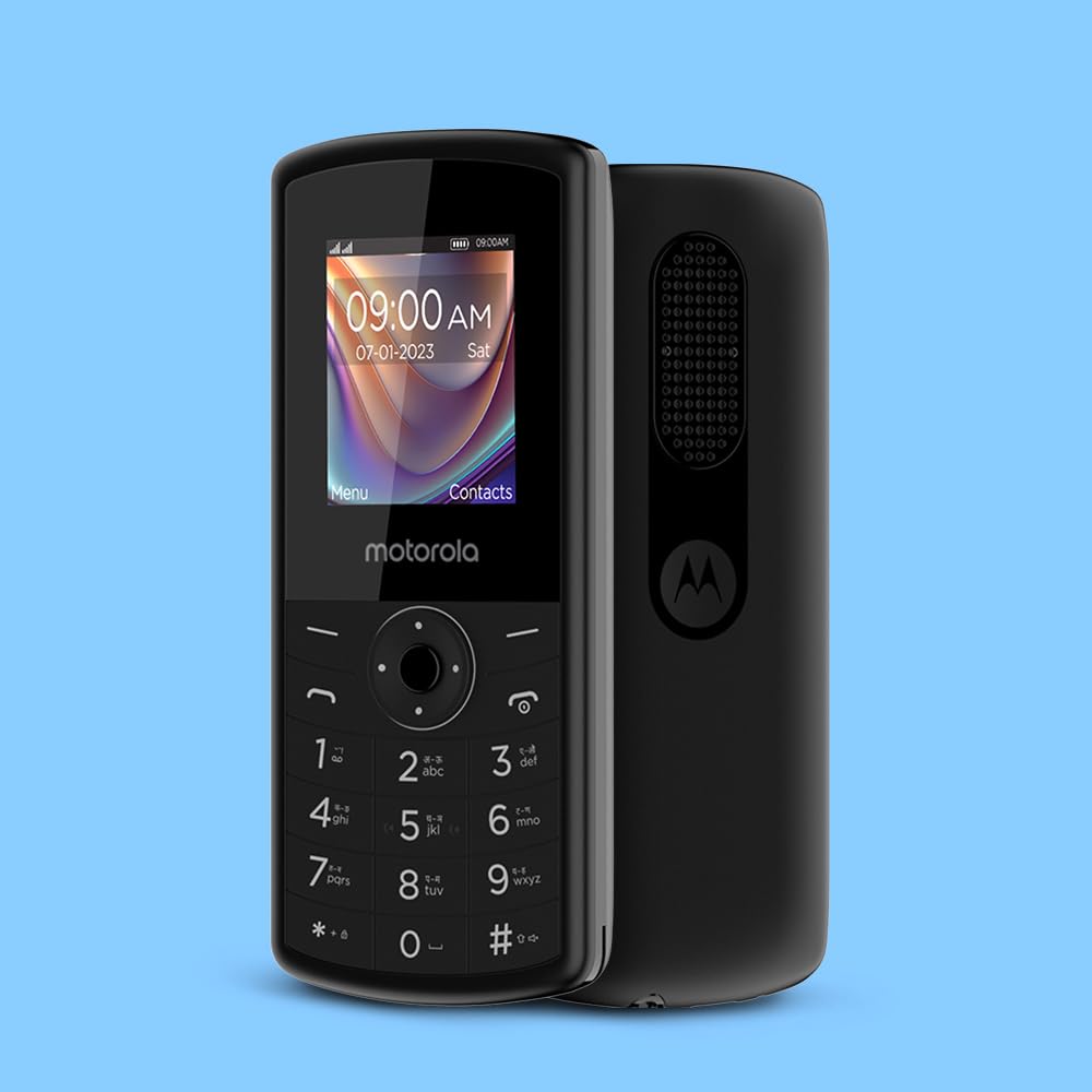 Motorola All-New A10 Dual Sim keypad Phone (with Voice Feature) | 2 Years Replacement | Wireless FM | Bluetooth Connectivity | Auto Call Recording (Black)