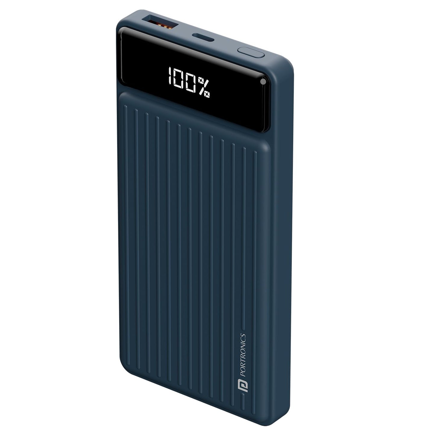 Portronics Luxcell B 10K 10000 mAh 22.5W Fast Charging Power Bank, Ultra Slim Power Bank with Mach USB-A Output, Type C PD Output, Type C Input, Wake Up Button(Dark Blue)