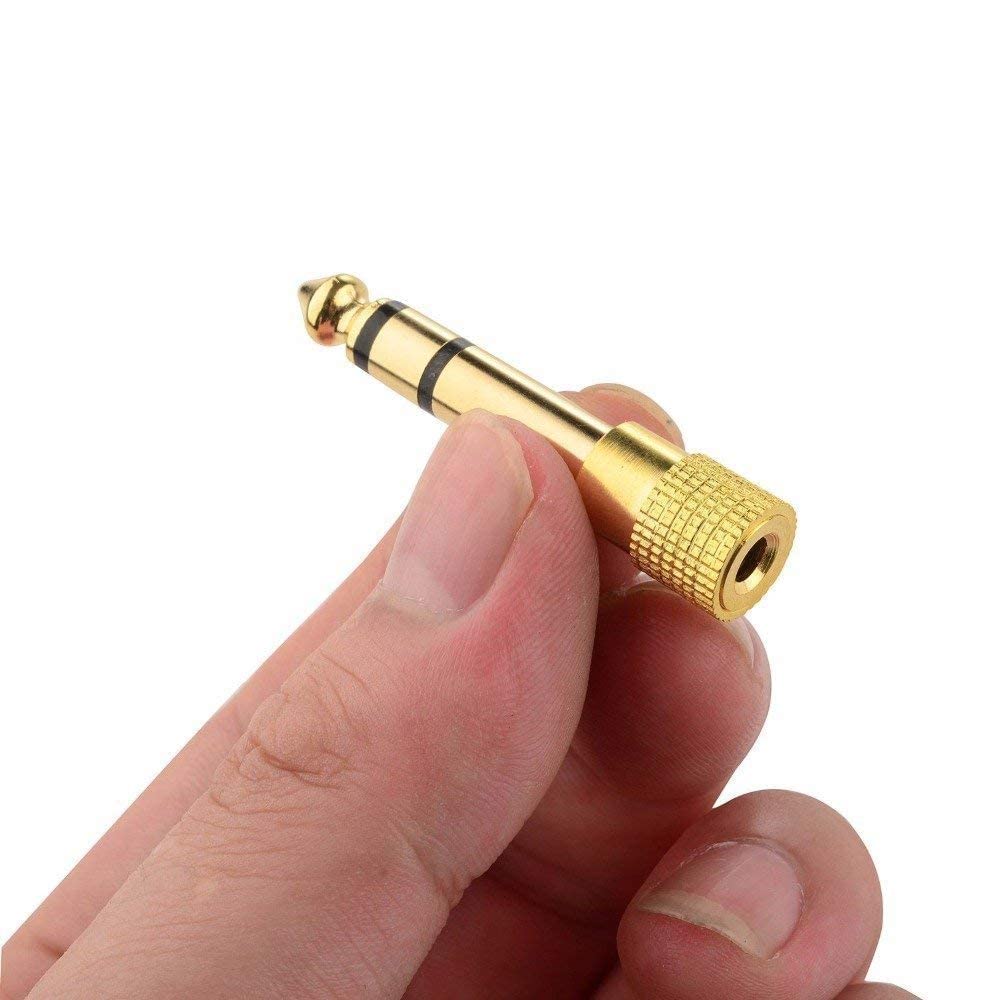 SeCro 3.5mm Female to 6.35mm Male Plug Stereo Audio Auxiliary Jack Converter for Charging Adapter (Golden)