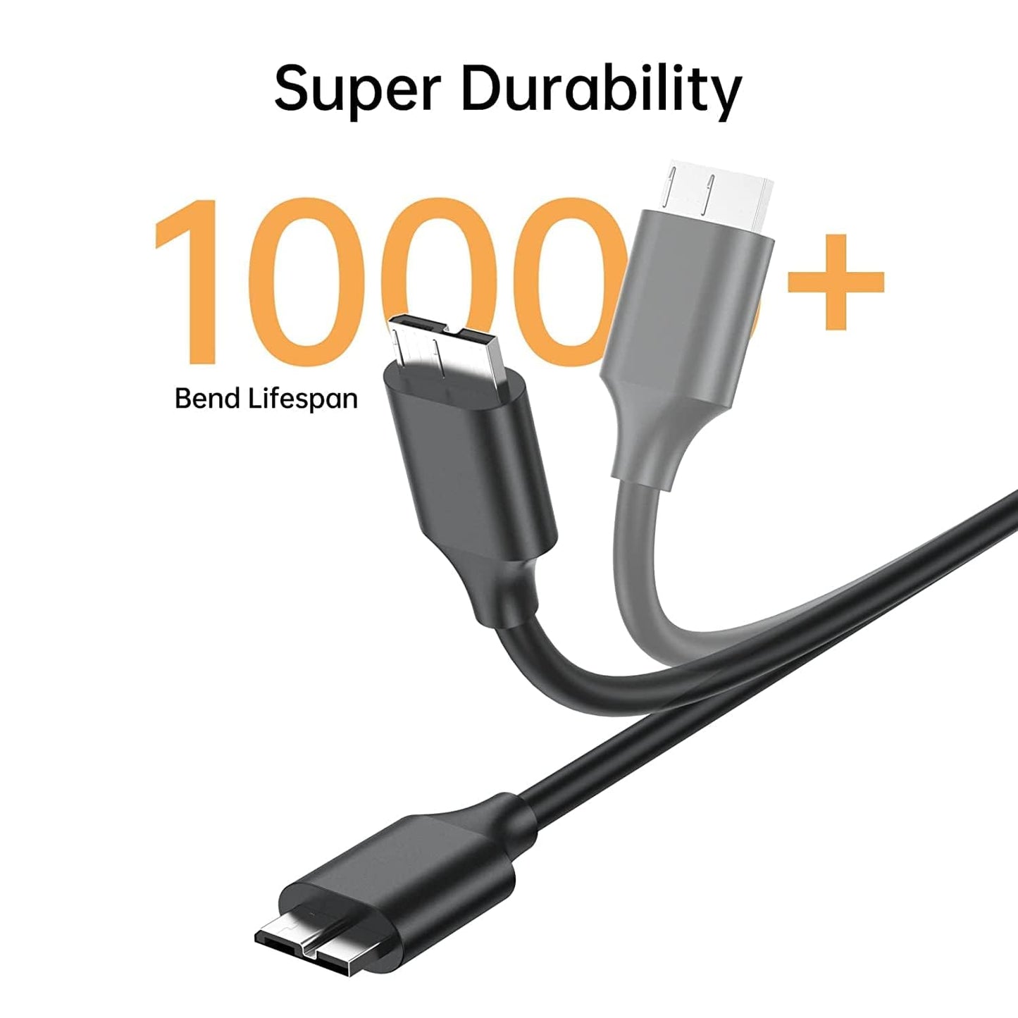 Sounce Hard Drive Cable USB C Type C to Micro-B USB 3.0, 10Gbps Fast Charging Compatible WD Elements, My Passport Seagate Expansion, Toshiba, MacBook Pro Air Samsung M3, Galaxy S5, Maxtor, S5/Note 3