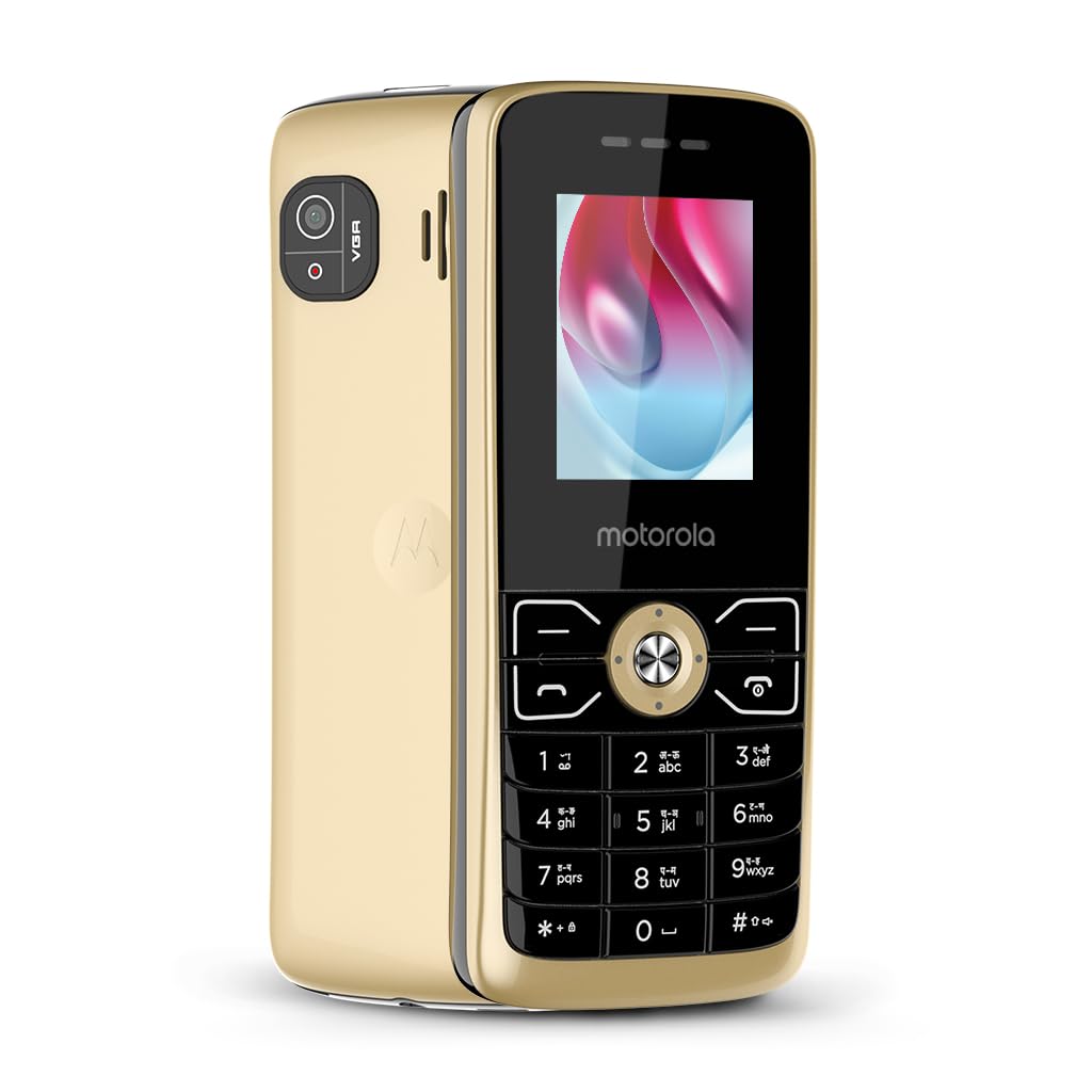 Motorola All-New A50 Dual Sim keypad Phone (with Voice Feature) | 1750 mAh Powerful Battery | 2 Years Replacement Warrenty| Rear Camera (Gold)