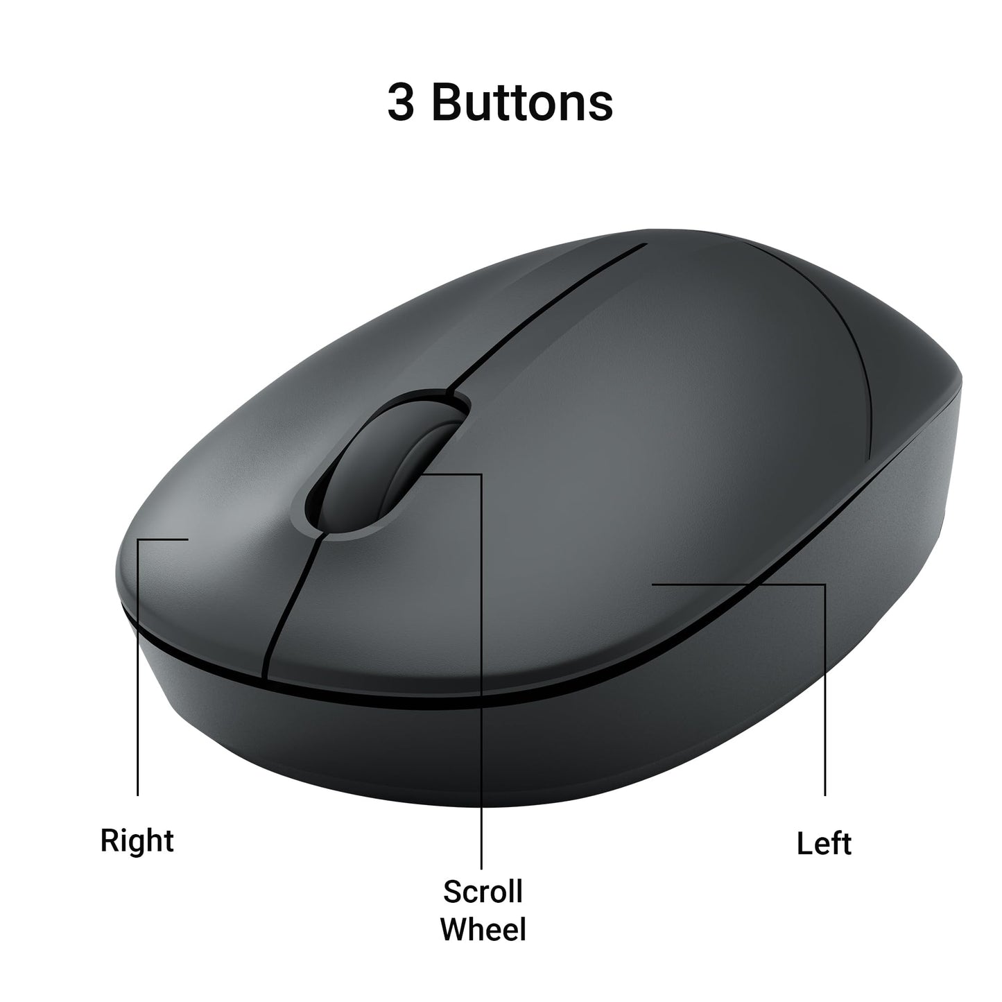 ZEBRONICS Panther 2.4GHz Wireless Mouse, 1600 DPI, Silent Operation, High Precision, 3 Buttons, Power Saving Mode, Comfortable & Ergonomic Design, for Mac | Laptop | Computer (Black)