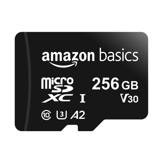 amazon basics 256Gb Microsdxc Memory Card with Full Size Adapter, 100Mb/S, U3