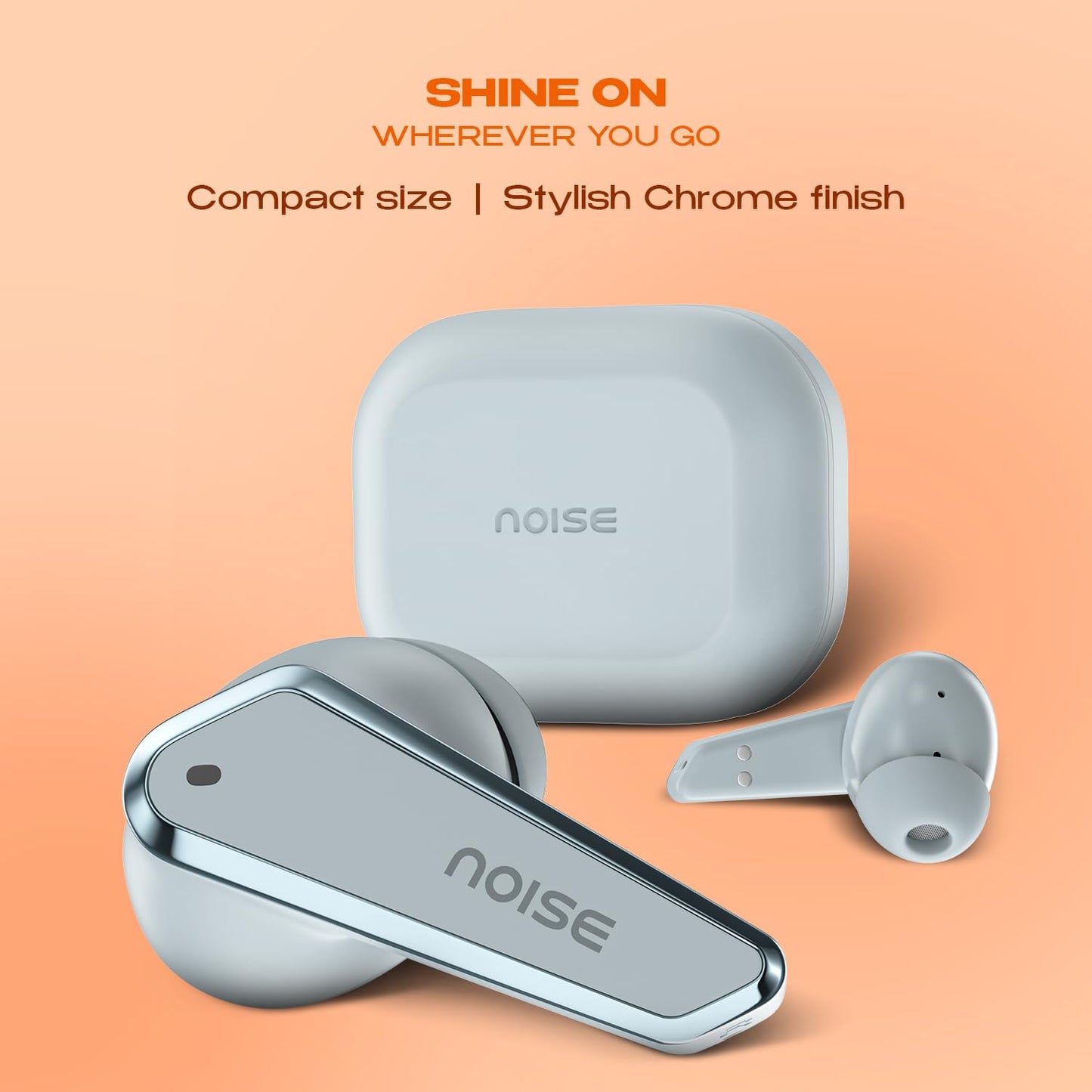 Noise Buds N1 in-Ear Truly Wireless Earbuds with Chrome Finish, 40H of Playtime, Quad Mic with ENC, Ultra Low Latency(up to 40 ms), Instacharge(10 min=120 min), BT v5.3(Ice Blue)