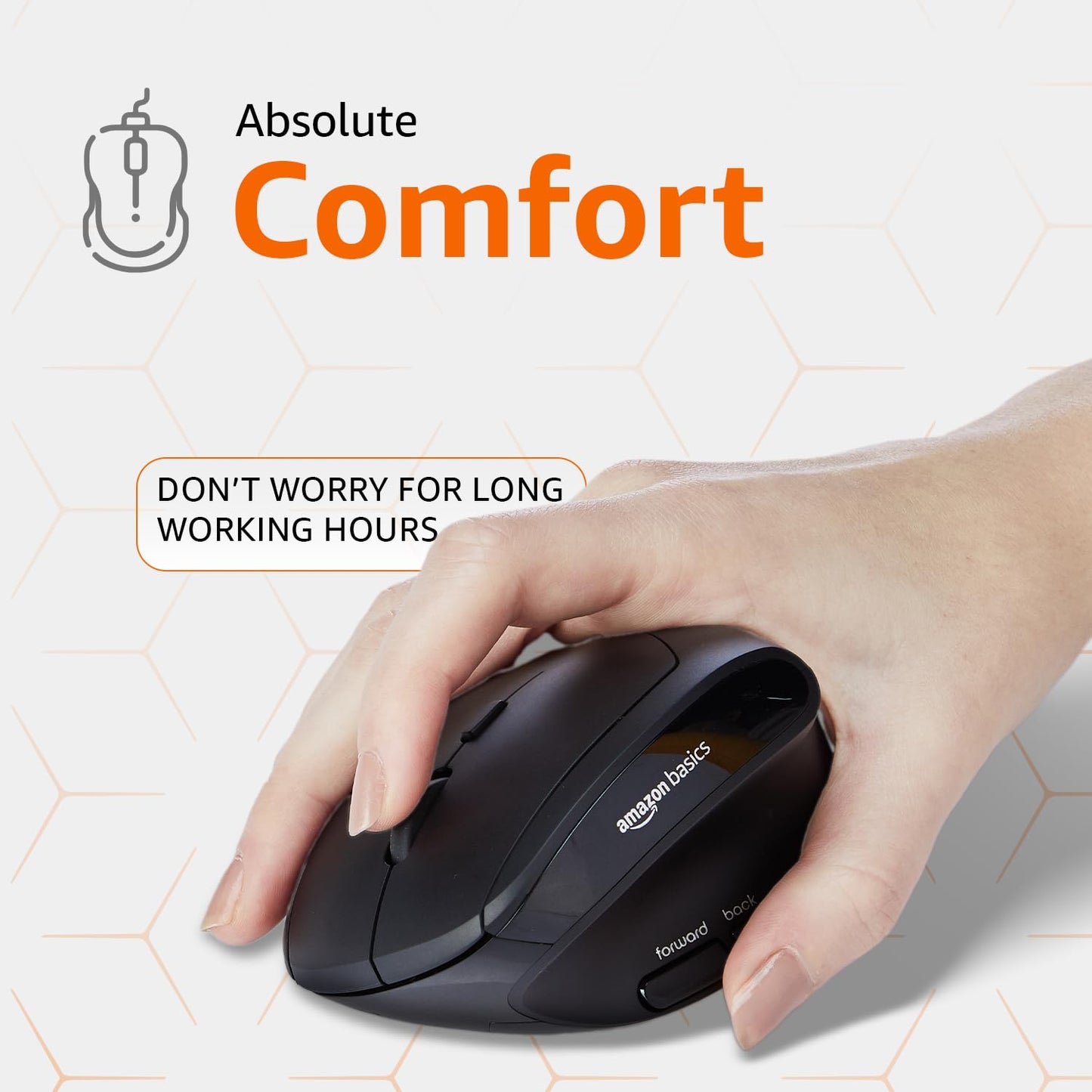 amazon basics Pro Series 2.4G Wireless Ergonomic Mouse for PC, Mac, Laptop | Dual Bluetooth Modes | 4 Adjustable DPI Settings Up to 2400 | Shortcut Buttons | Connects up to 3 Devices (Black)