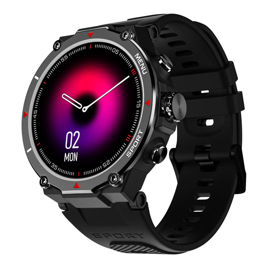 Noise Force Rugged & Sporty 1.32" Bluetooth Calling Smart Watch, 550 NITS, 7 Days Battery, AI Voice Assistance, Smart Watch for Men (Jet Black)