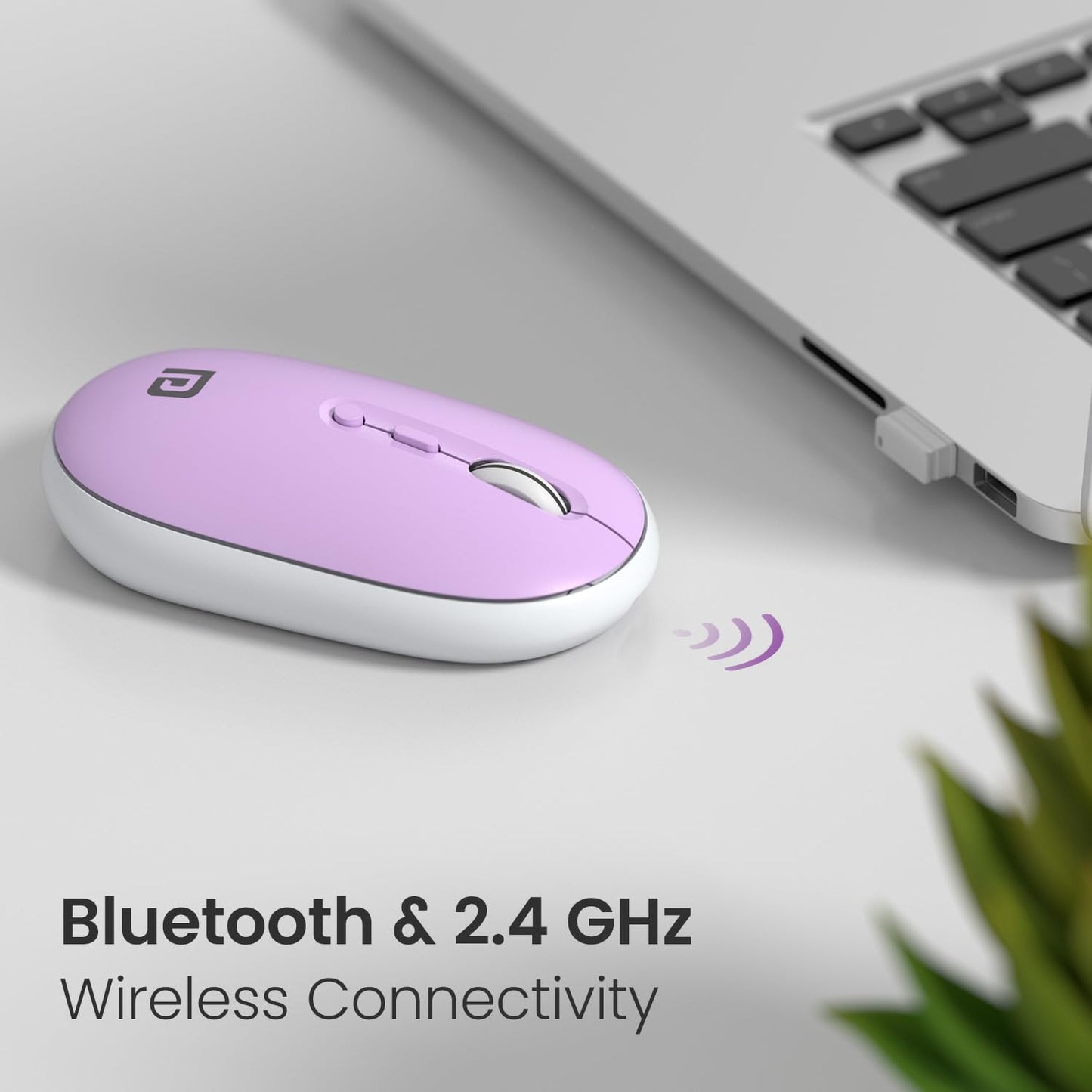 Portronics Toad II Bluetooth Mouse, with Bluetooth 5.0 & 2.4 Ghz Dual Wireless Connectivity, Rechargeable Battery, Adjustable DPI up to 1600 Compatible with Laptop, MacBook, PC (Purple)