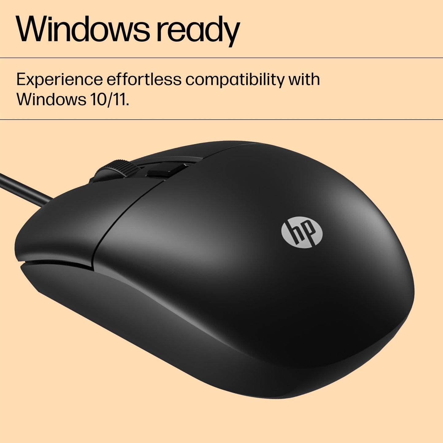 HP X1000 Wired USB Mouse with 3 Handy Buttons, Fast-Moving Scroll Wheel and Optical Sensor works on most Surfaces, 3 years warranty