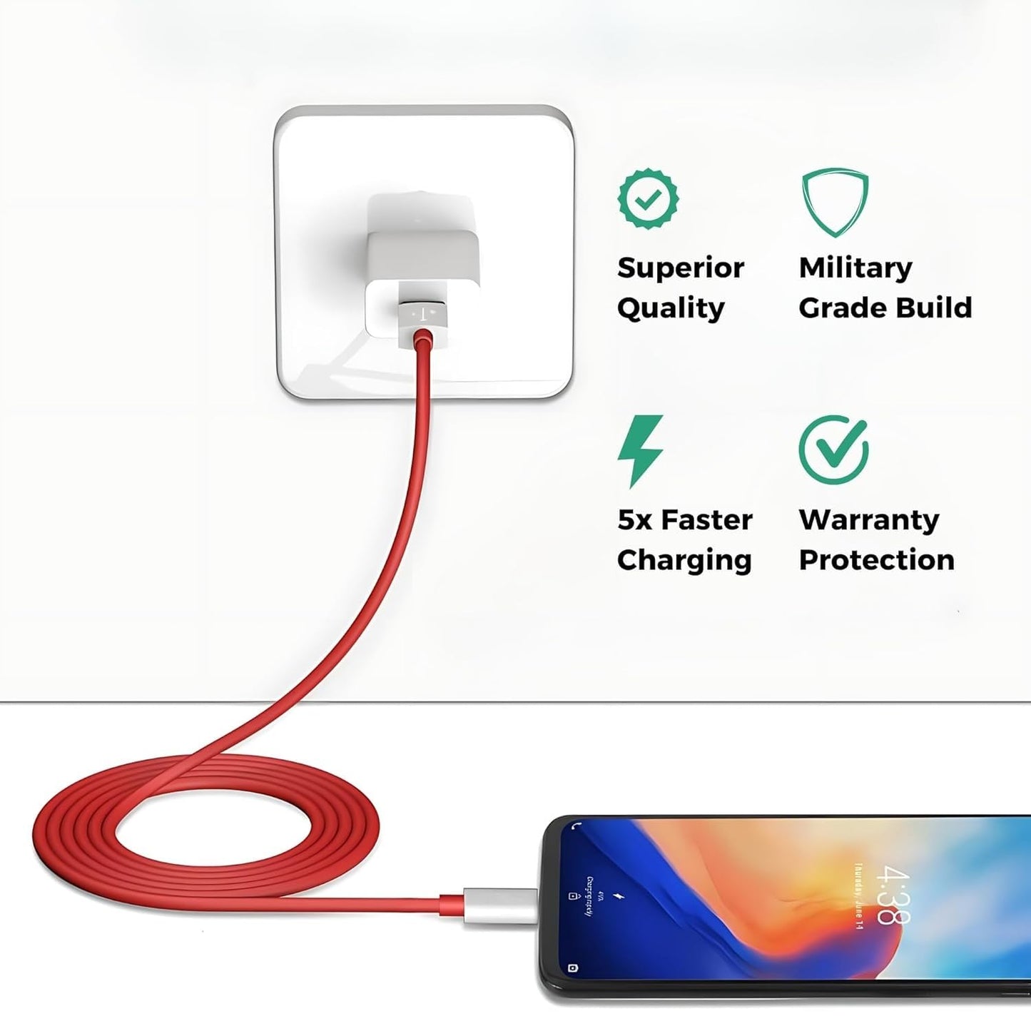 Novobit 65W Fast Charger with USB to Type C Cable Combo | Compatible with OnePlus, Samsung, Realme, Redmi, Nothing, Oppo, Pixel & Other Smartphones |C Type Charger Supports Dash,Warp, Vooc, SuperVooc