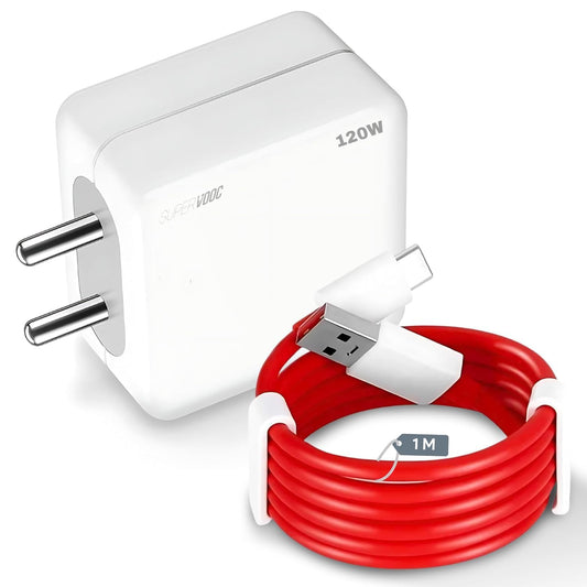 Oneplus SuperVooc 120W Fast Charing Adaptor & Cable Combo Compatible with OnePlus, Samsung, Realme, Xiaomi, Oppo, Nothing & Other Smartphones, Type C Charger Dash, Warp, Vooc, Supervooc protocols.