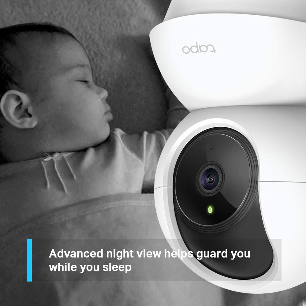 Tapo TP-Link C200 360° 2MP 1080p Full HD Pan/Tilt Home Security Wi-Fi Smart Camera| Alexa Enabled| 2-Way Audio| Night Vision| Motion Detection| Sound and Light Alarm| Indoor CCTV White