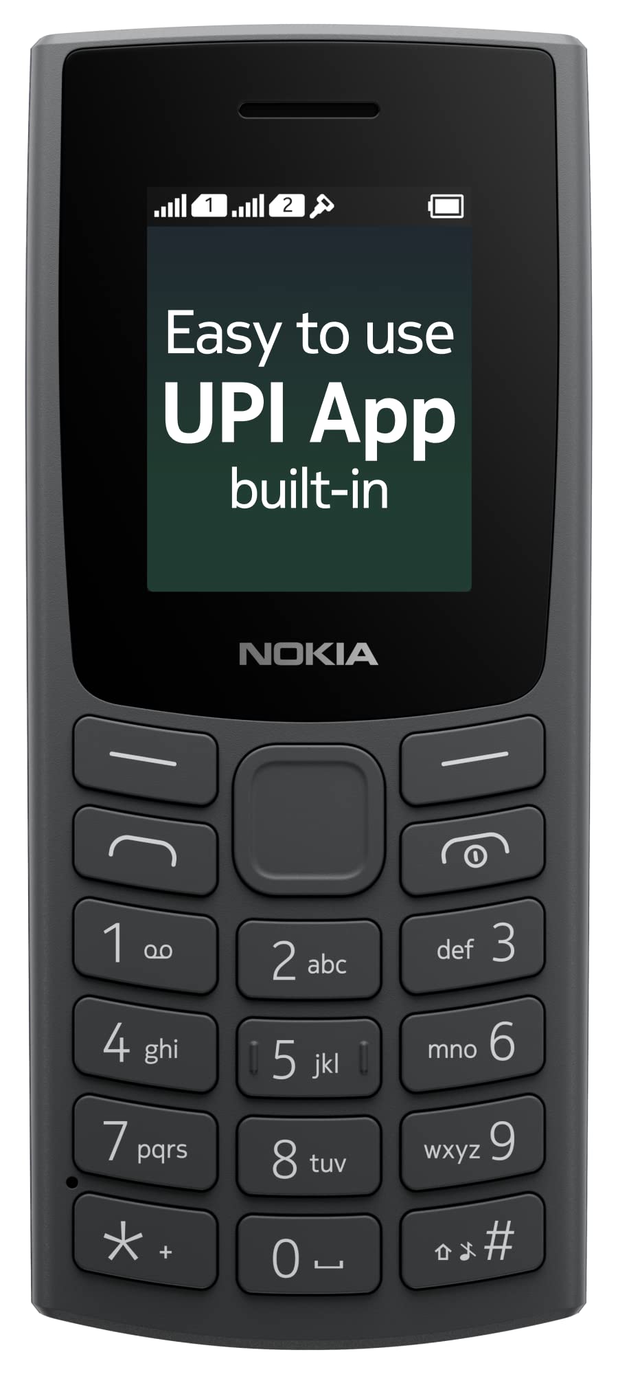 Nokia All-New 105 Dual Sim Keypad Phone with Built-in UPI Payments, Long-Lasting Battery, Wireless FM Radio | Charcoal