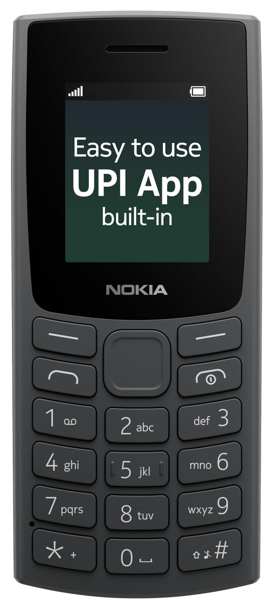 Nokia All-New 105 Single Sim Keypad Phone with Built-in UPI Payments, Long-Lasting Battery, Wireless FM Radio | Charcoal