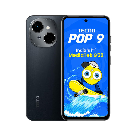 TECNO POP 9 (Startrail Black, 3GB+64GB) |India's 1st Mediatek G50 | IP54 Rated | IR Remote | Dual Speaker with DTS | 36 Month Lag Free Fluency | 15W Fast Charging Support | 5000 mAh Battery