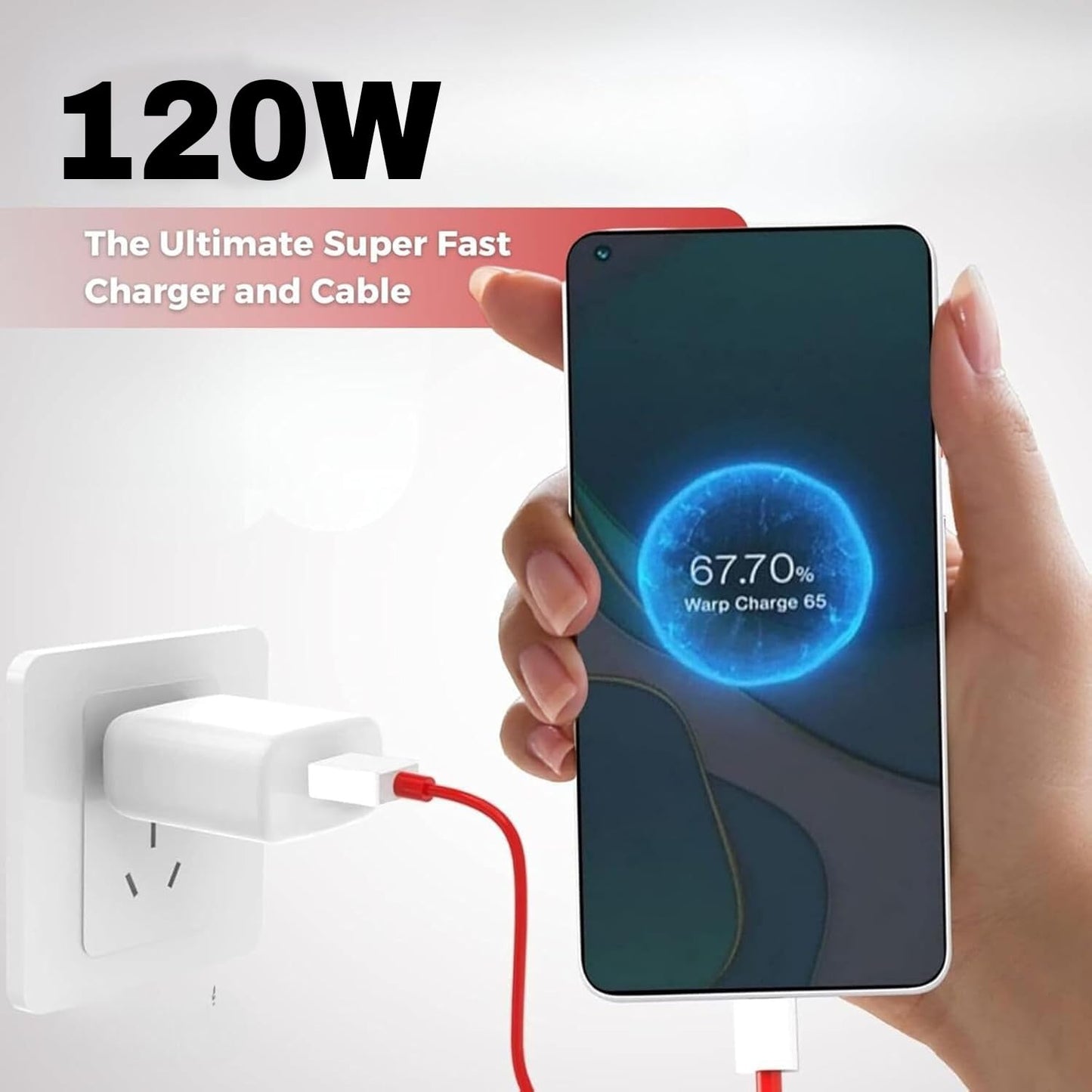 Oneplus SuperVooc 120W Fast Charing Adaptor & Cable Combo Compatible with OnePlus, Samsung, Realme, Xiaomi, Oppo, Nothing & Other Smartphones, Type C Charger Dash, Warp, Vooc, Supervooc protocols.