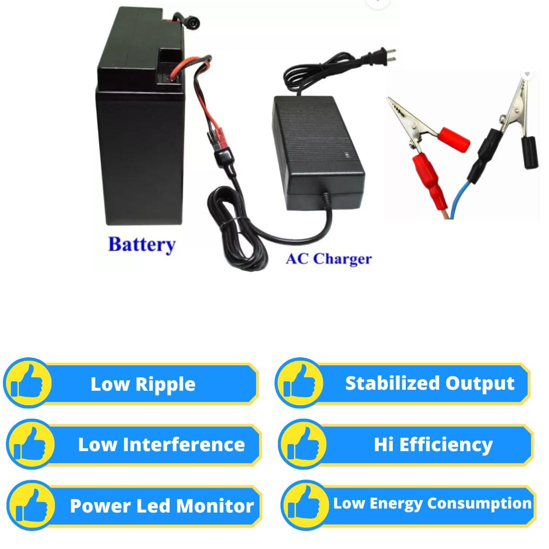 TechSupreme SMPS Battery Charger for Bike, UPS Clip Battery Charger Worldwide Adaptor12 Volt 7 amp Battery Charger